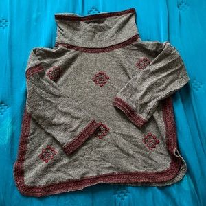 Lucky brand funnel neck embroidered top